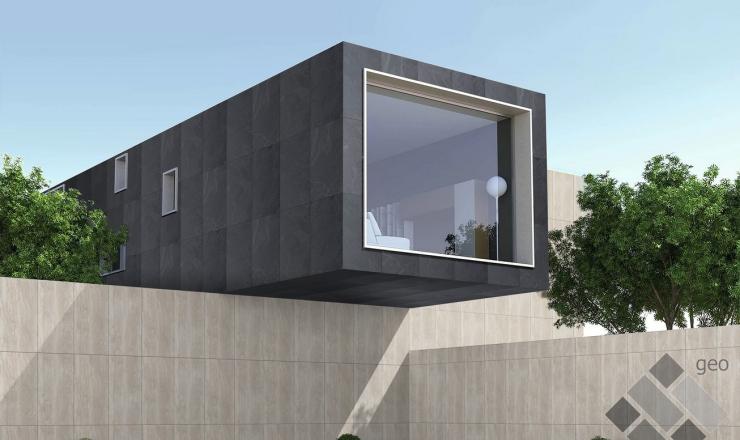 geo-Slim kőporcelán Travertin Classic 120x60x0,5 cm és geo-Slim kőporcelán Slate Nero 120x60x0,5 cm