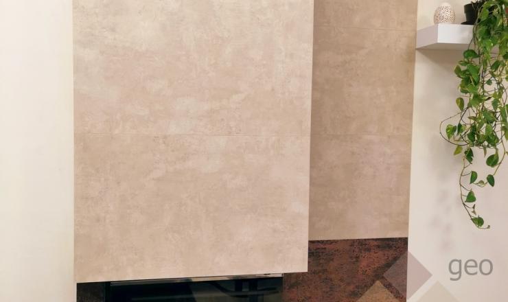geo-Slim kőporcelán Rusty 120x60x0,5 cm és geo-Slim kőporcelán Malta Beige 120x60x0,5 cm