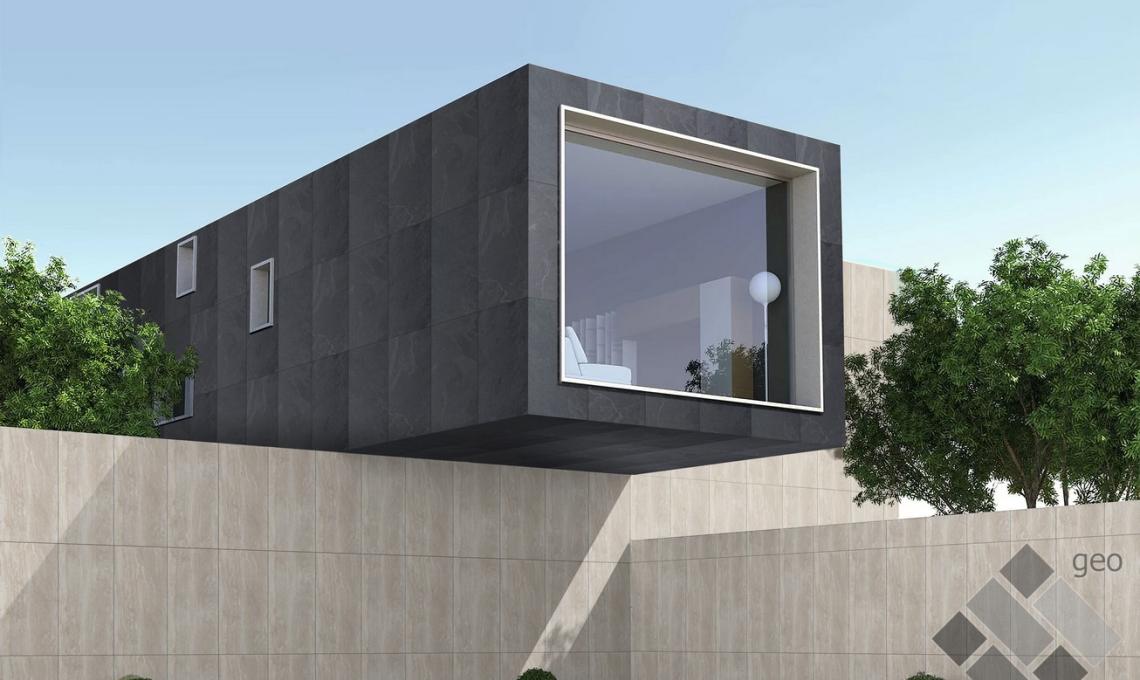 geo-Slim kőporcelán Travertin Classic 120x60x0,5 cm és geo-Slim kőporcelán Slate Nero 120x60x0,5 cm